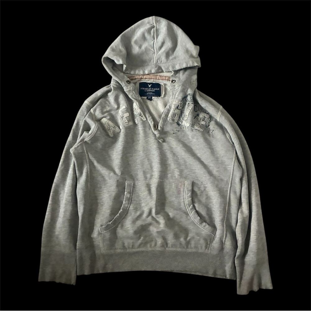 Gray Hoodie with American Eagle Embroidered Logo